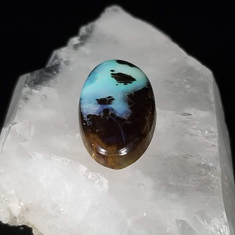 ***SOLD***Australian Boulder Opal Cab * 29.50 x 14.63 x 5.67mm - Picture 8 of 12